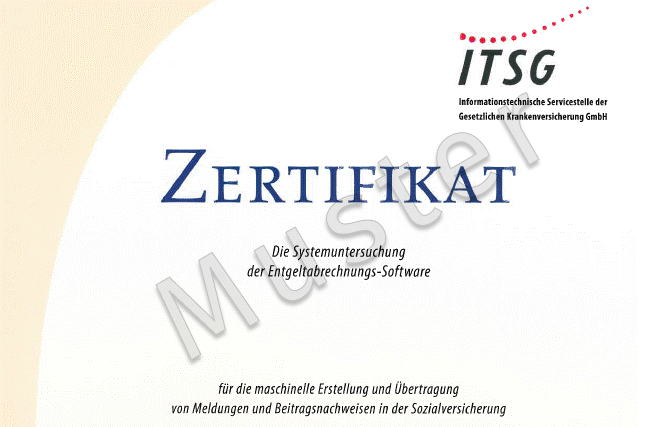 Wenn alles gut geht, erhält der Softwareersteller für die Entgeltabrechnung ein Zertifikat der ITSG GmbH.